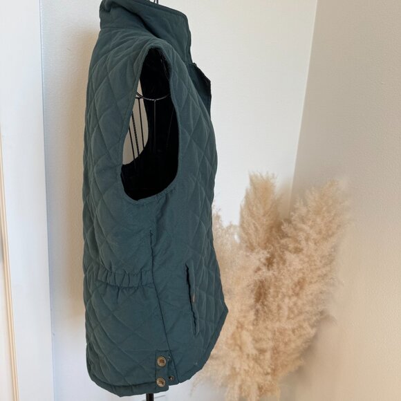 Riding Sport Women's Equestrian Wear Hunter Green Quilted Puffer Vest XL - Picture 4 of 9